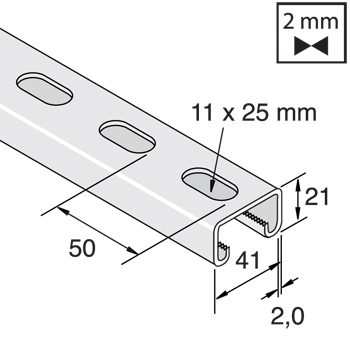 Montagerail 41/21/2,0 L=6m EV detail 2
