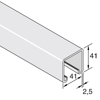Montagerail 41/41/2,5 L=6m EV(zonder ponsgaten) detail 2