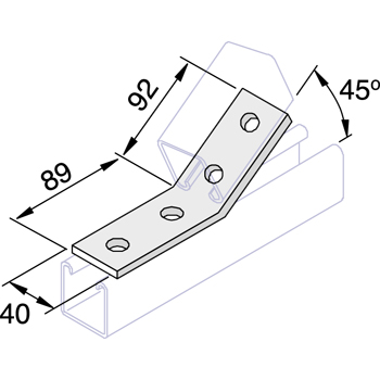 Montagehoek K1074SS 92/98/40/45˚ - RVS A4 detail 2