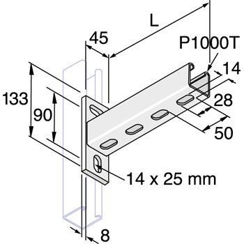Railconsole 41/41/2,5 L=750mm RVS A4 detail 2